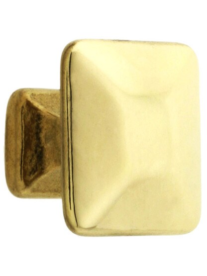 Pyramid Style Cabinet Knob - 1 1/4 inch Square in Unlacquered Brass.